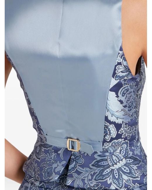 Temperley London Gilet Met Bloemenprint En Knopen in het Blue
