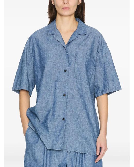 The Row Blue Short-Sleeve Collared Shirt