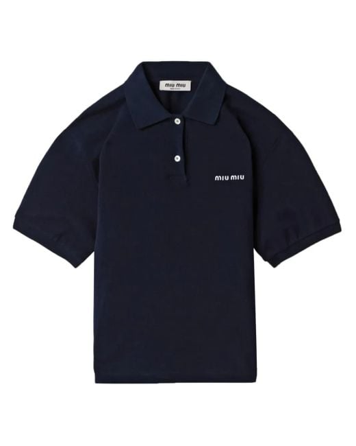 Miu Miu Blue Cotton Logo Polo Shirt