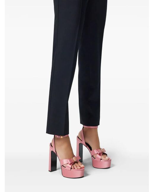 Versace Pink 140Mm Gianni Ribbon Satin Sandals