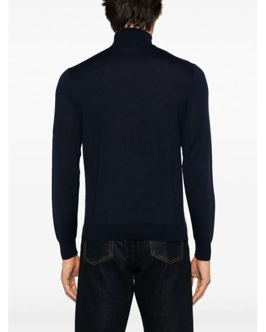 Jersey de punto fino con cuello vuelto Canali de hombre de color Blue