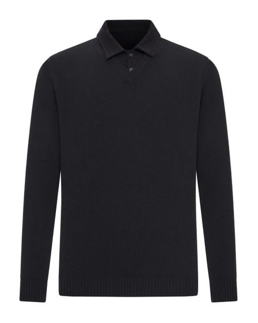 Roberto Collina Blue Buttoned Cotton-Piquet Polo Shirt for men