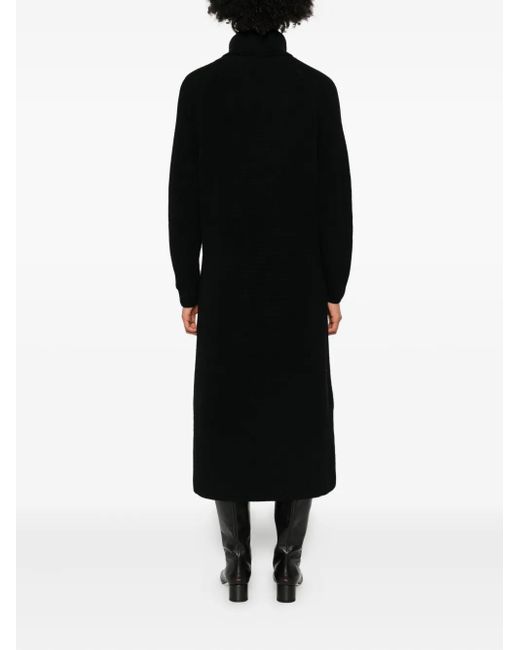 Marc O' Polo Black Turtleneck Ribbed-Knit Midi Dress