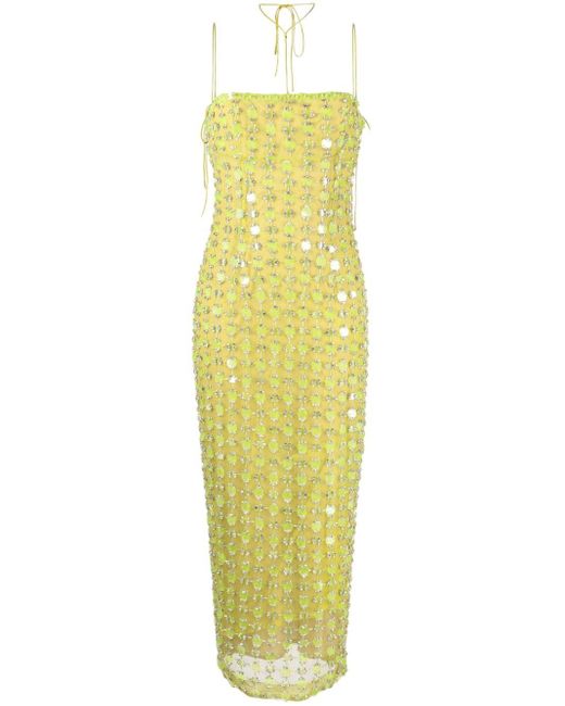Rachel Gilbert Yellow Lucinda Sequined Midi Dress