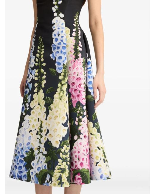 Oscar de la Renta White Foxglove Midi Dress