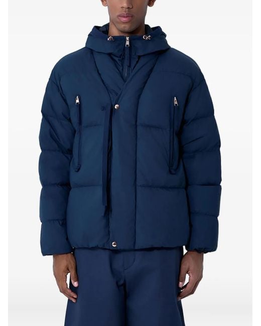 Moncler Blue Logo-Patch Padded Jacket for men