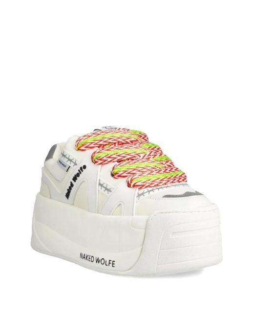 Naked Wolfe White Slider Platform Sneakers