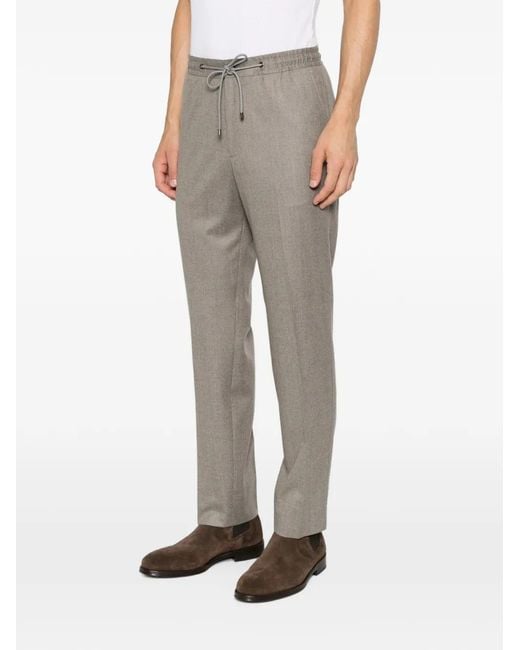 Corneliani Gray Drawstring Tailored Trousers for men