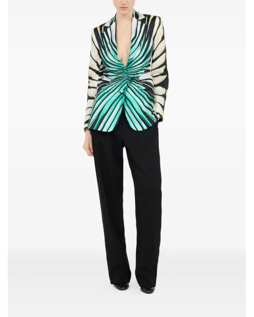 Roberto Cavalli Green Printed Blazer