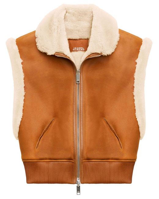 Isabel Marant Brown Aviel Weste Mit Shearling-Besatz