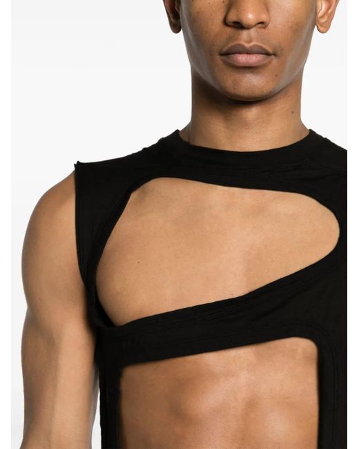 Rick Owens Membrane Cut-Out Tank Top in Black for Men | Lyst