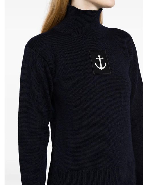 Jil Sander Blue Logo-Patch High-Neck Jumper
