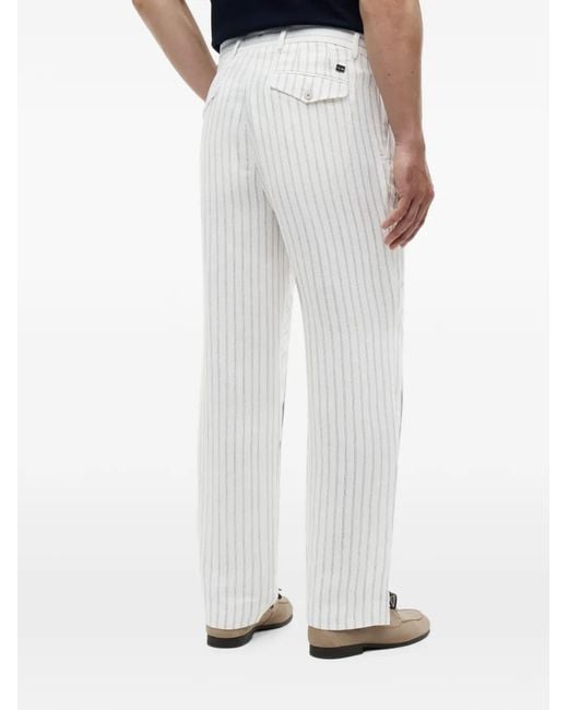 Tommy Hilfiger White Pinstripe-Pattern Pleated Trousers for men