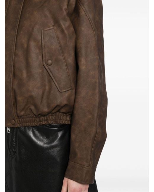 Low Classic High-Neck Zip Leather Jacket in Brown | Lyst