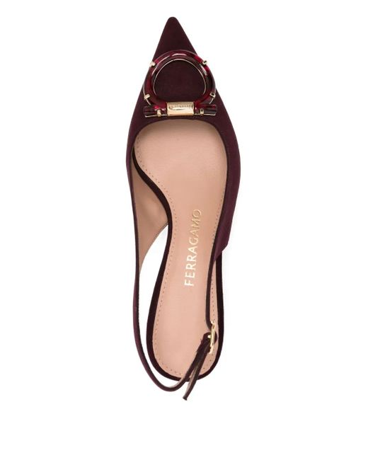 Ferragamo Brown Leather Slingback Pumps