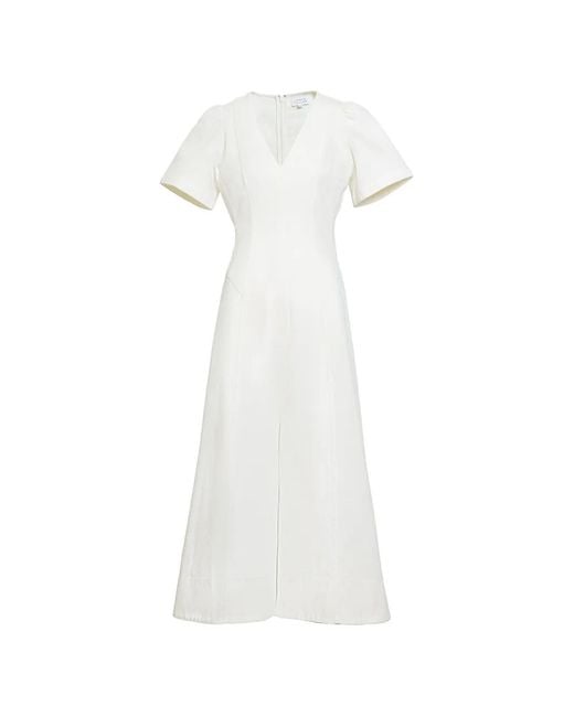 Tanya Taylor White Renzo V-Neck Midi Dress