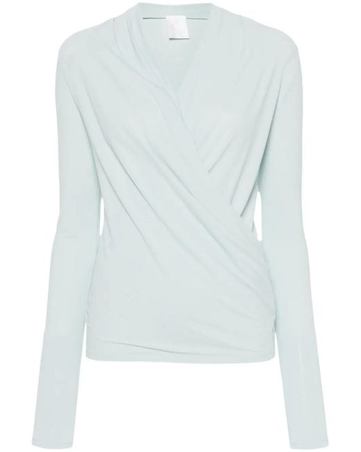 Blusa Drapeada Con Cuello En V Givenchy de color Blue