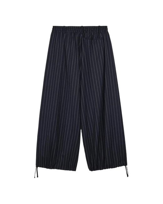 Y-3 Blue Pinstripe-Pattern Trousers