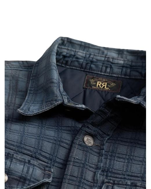 RRL Blue Check-Pattern Cotton Jacket for men