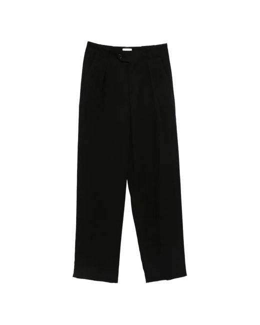Closed Black Pleated-Detail Tapered Trousers