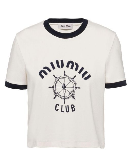 Miu Miu White Sail Club Cotton T-shirt