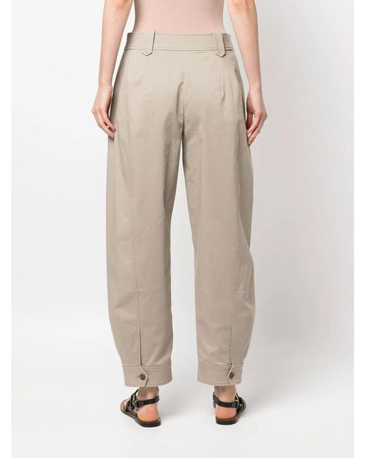 Alberta Ferretti Natural High-Waisted Cropped Trousers