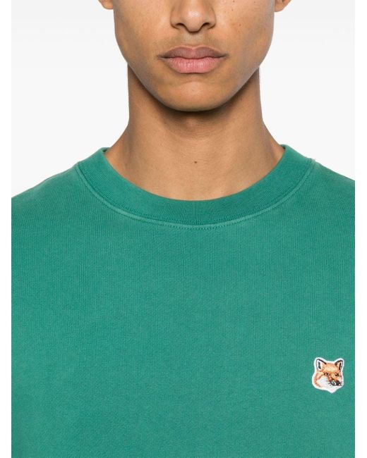 Maison Kitsuné Sweatshirt mit Fox Head-Patch in Green für Herren