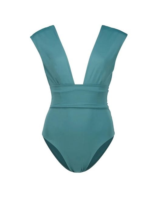 Haight Blue Isabel V-Neck Panelled Swimsuit