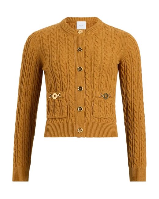 Patou Yellow Cable-Knit Buttoned Cardigan