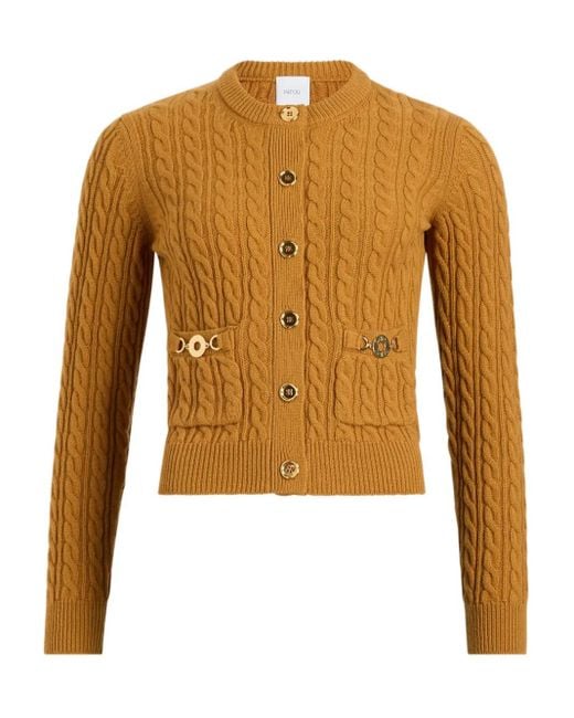 Patou Yellow Cable-Knit Buttoned Cardigan