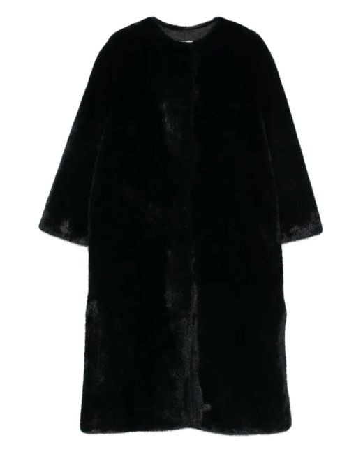 VALENTINI 1972 Black Crew-Neck Coat