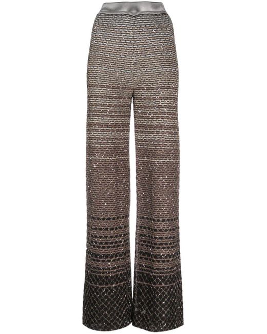 Missoni Gray Sequin-embellished Straight-leg Trousers