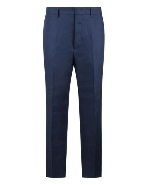 Tagliatore Blue Linen Trousers for men