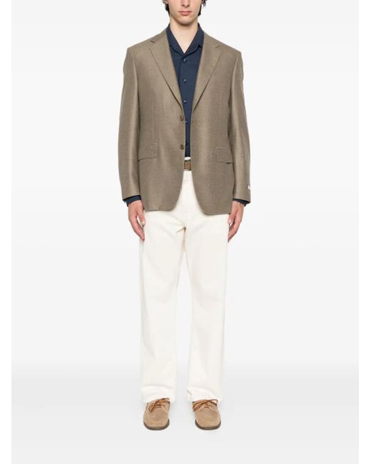 Brioni Blue Long-Sleeve Button-Fastening Shirt for men
