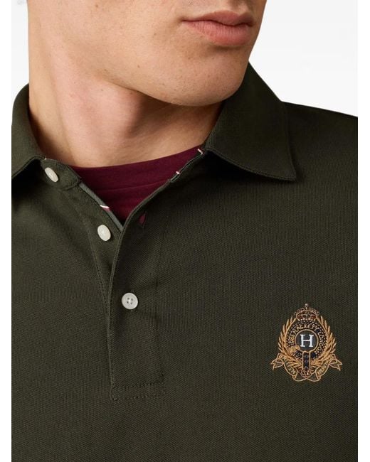 Hackett Green Heritage Crest Long-Sleeve Polo Shirt for men