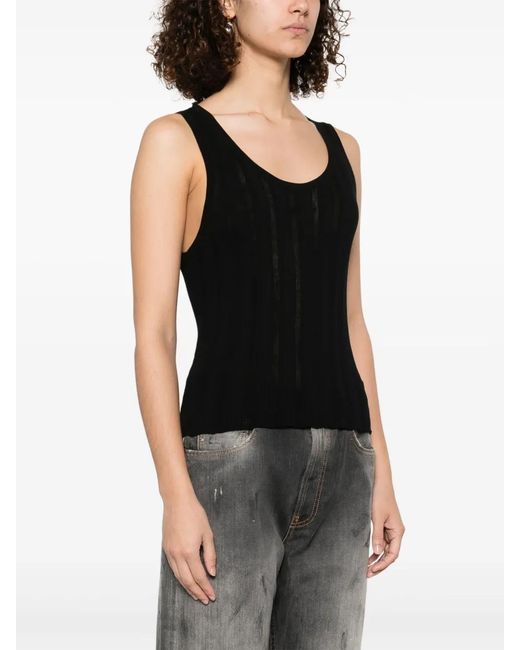 Bompard Black Ribbed Tank Top