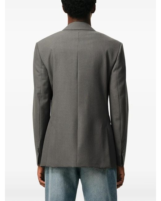 AMI Gray New Wool Double Breasted Straight Jacket for men
