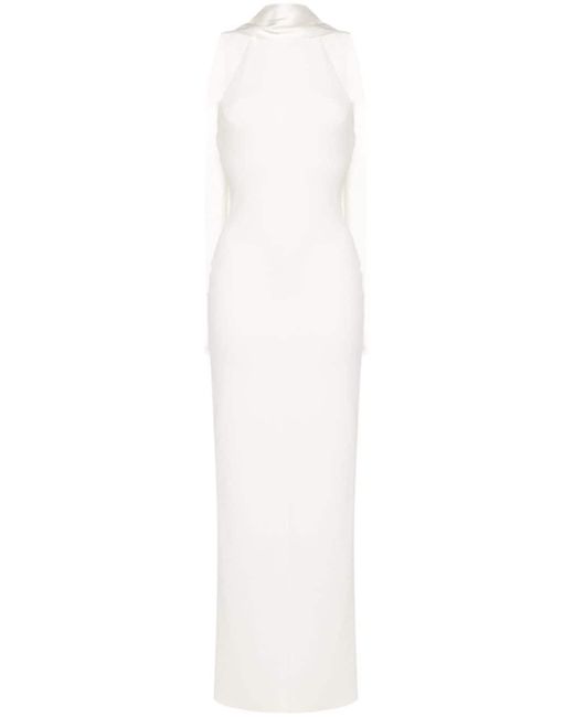 Solace London White Dahlia Crepe Column Gown