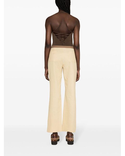 Claudie Pierlot Natural Lace-up Straight Trousers