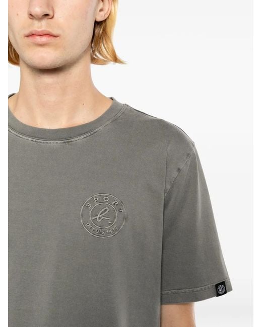 SPORT b. by agnès b. Gray Logo-Embroidered Cotton T-Shirt for men