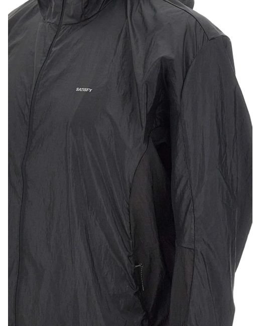 Satisfy Gray Pertex Diamond Fuse Windbreaker Logo-Print Jacket for men