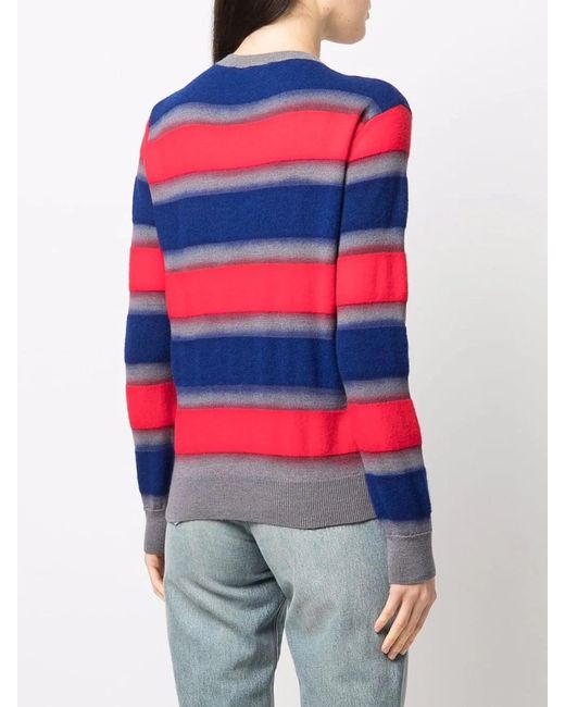 DSquared² Red Striped V-Neck Jumper