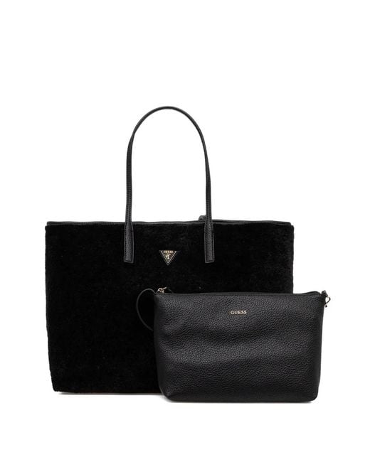 Guess Black Victoria Logo-Plaque Tote Bag