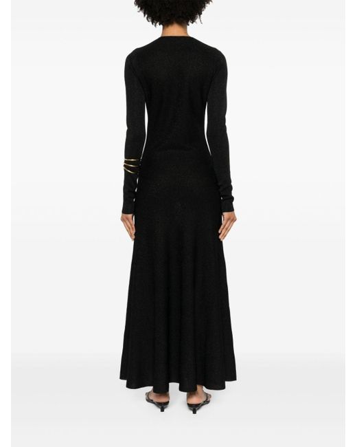 Fabiana Filippi Black V-neck Knitted Midi Dress