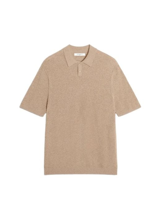 Maison Kitsuné Natural Textured-Knit Short-Sleeve Polo Shirt
