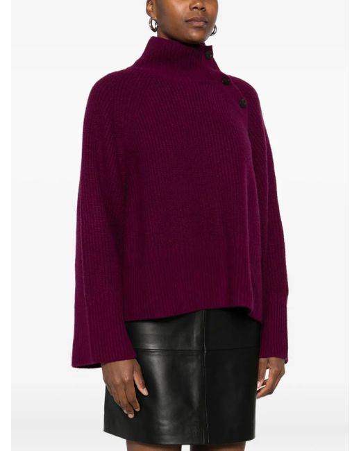 Eric Bompard Purple Long-Sleeves Buttoned Sweater