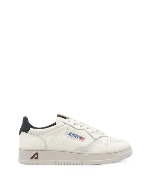 Autry White Medalist Leather Sneakers for men