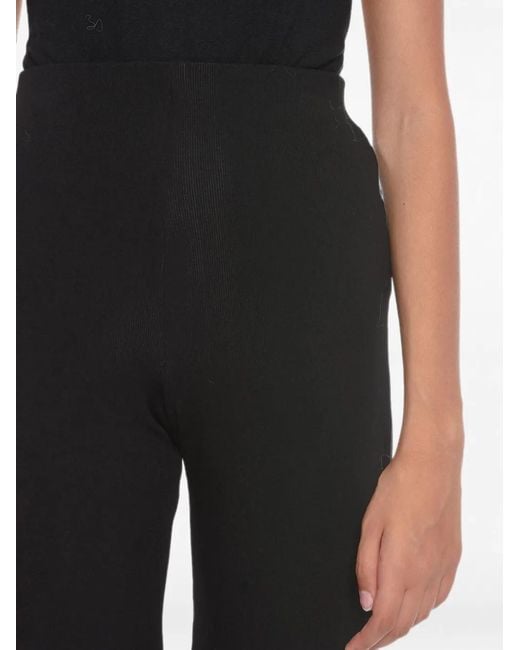 Lama Jouni Black Ribbed-Knit Palazzo Pants