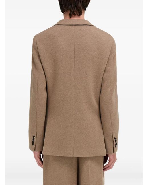 Ferragamo Brown Single-Breasted Flap-Pocket Blazer for men