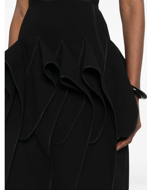 Maticevski Black Strapless Ruffled Midi Dress